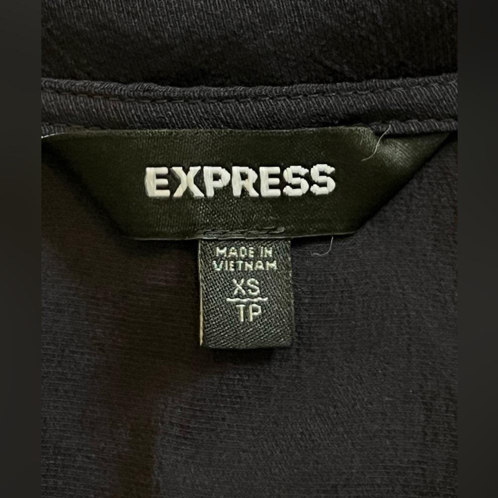 Express Button Front Flutter Sleeve Navy Blue Pep… - image 3